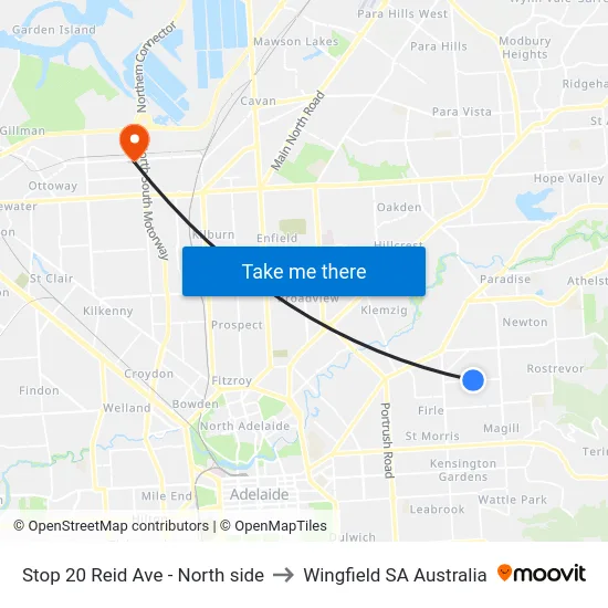 Stop 20 Reid Ave - North side to Wingfield SA Australia map
