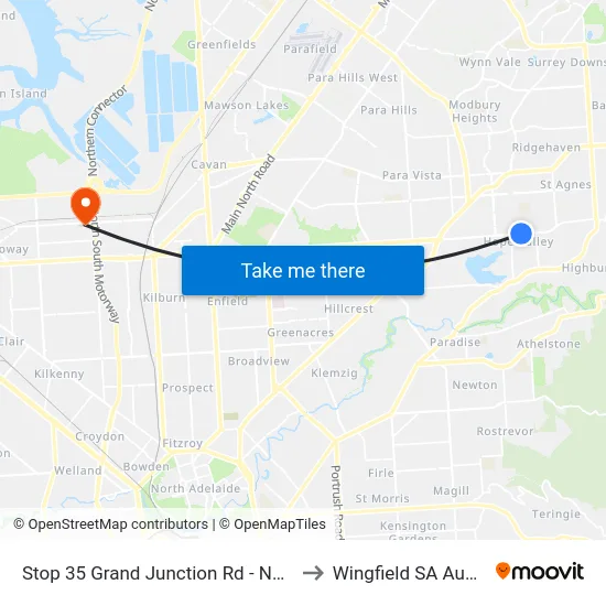 Stop 35 Grand Junction Rd - North side to Wingfield SA Australia map