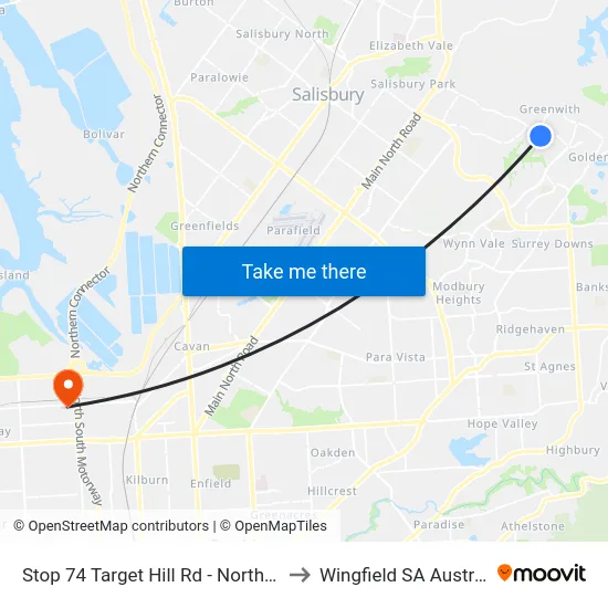 Stop 74 Target Hill Rd - North side to Wingfield SA Australia map