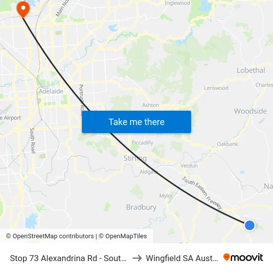 Stop 73 Alexandrina Rd - South side to Wingfield SA Australia map