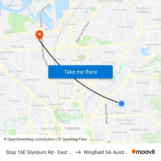 Stop 16E Glynburn Rd - East side to Wingfield SA Australia map