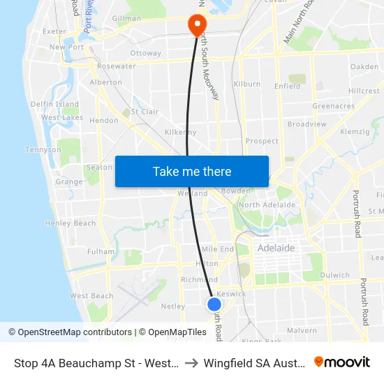 Stop 4A Beauchamp St - West Side to Wingfield SA Australia map