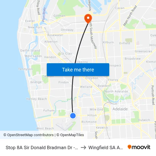 Stop 8A Sir Donald Bradman Dr - South side to Wingfield SA Australia map