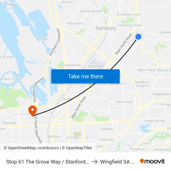 Stop 61 The Grove Way / Stanford Rd - North side to Wingfield SA Australia map