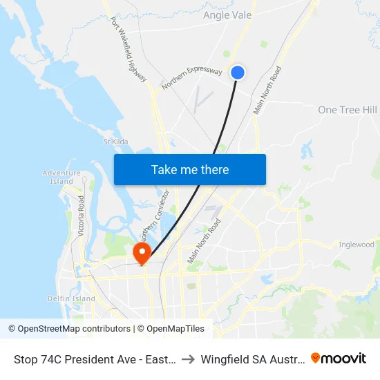 Stop 74C President Ave - East side to Wingfield SA Australia map