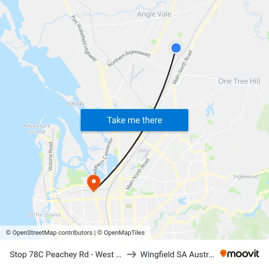 Stop 78C Peachey Rd - West side to Wingfield SA Australia map