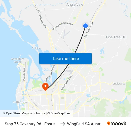 Stop 75 Coventry Rd - East side to Wingfield SA Australia map