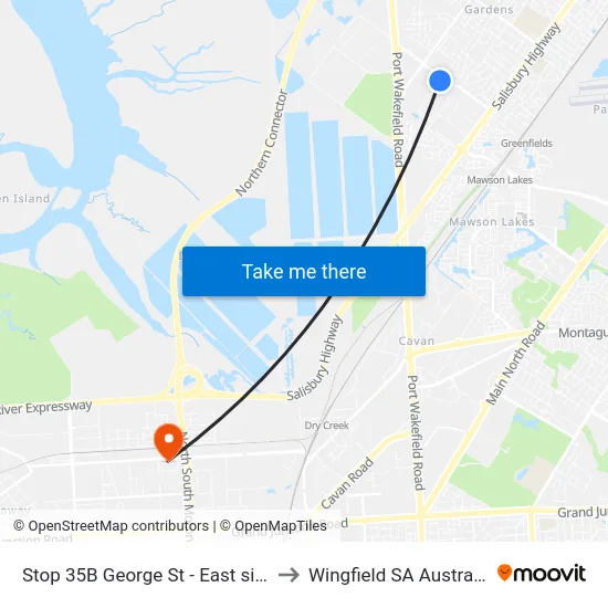 Stop 35B George St - East side to Wingfield SA Australia map