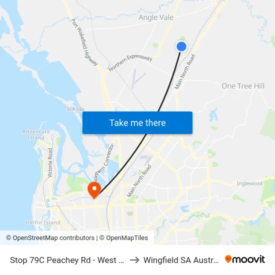 Stop 79C Peachey Rd - West side to Wingfield SA Australia map