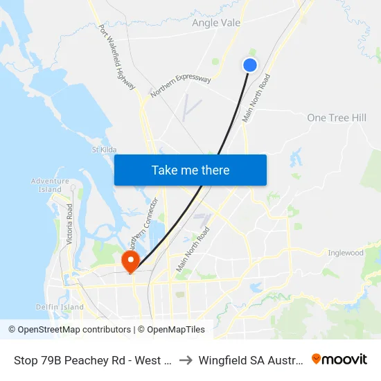 Stop 79B Peachey Rd - West side to Wingfield SA Australia map