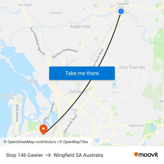 Stop 146 Gawler to Wingfield SA Australia map