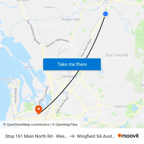 Stop 161 Main North Rd - West side to Wingfield SA Australia map