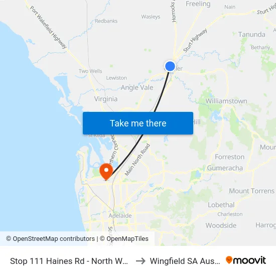 Stop 111 Haines Rd - North West side to Wingfield SA Australia map