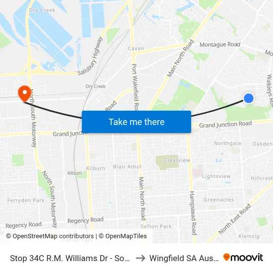 Stop 34C R.M. Williams Dr - South side to Wingfield SA Australia map