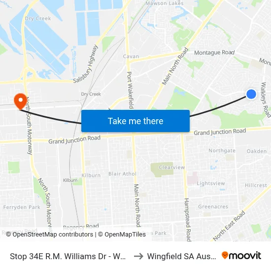 Stop 34E R.M. Williams Dr - West side to Wingfield SA Australia map