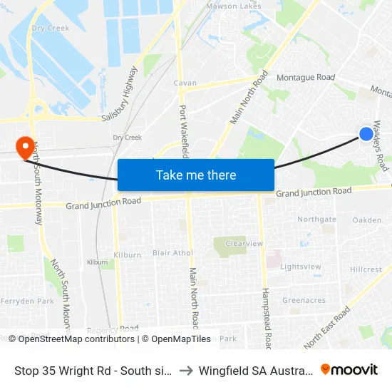 Stop 35 Wright Rd - South side to Wingfield SA Australia map