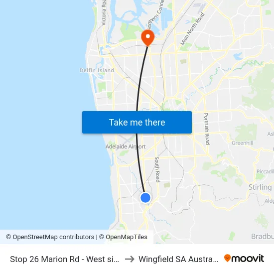 Stop 26 Marion Rd - West side to Wingfield SA Australia map