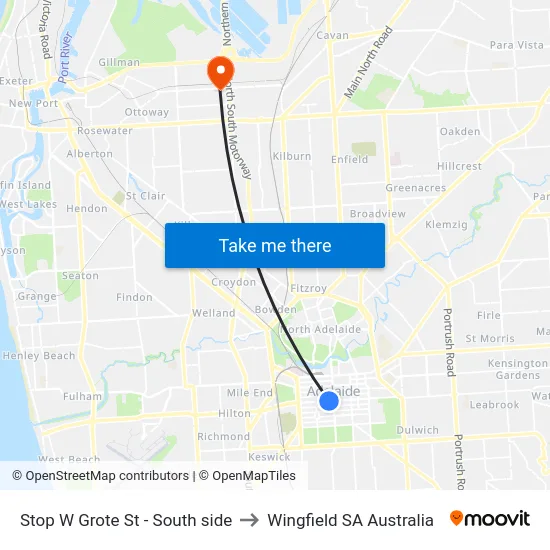 Stop W Grote St - South side to Wingfield SA Australia map