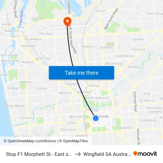 Stop F1 Morphett St - East side to Wingfield SA Australia map