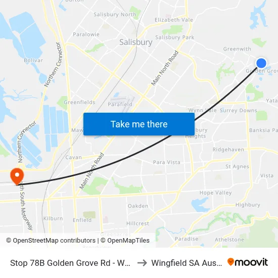Stop 78B Golden Grove Rd - West side to Wingfield SA Australia map