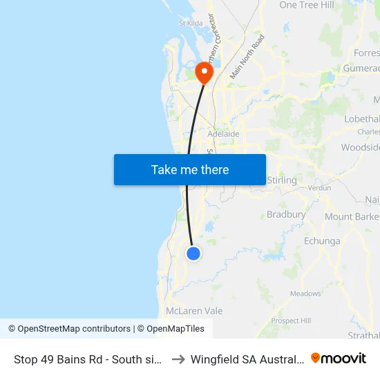 Stop 49 Bains Rd - South side to Wingfield SA Australia map