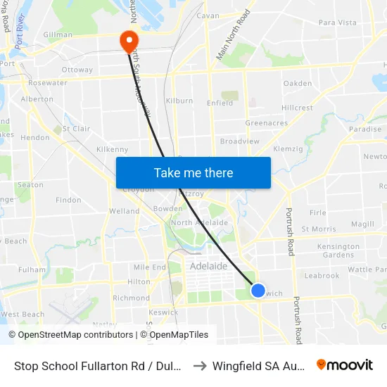 Stop School Fullarton Rd / Dulwich Ave to Wingfield SA Australia map