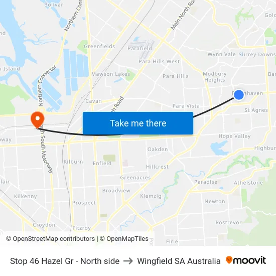 Stop 46 Hazel Gr - North side to Wingfield SA Australia map