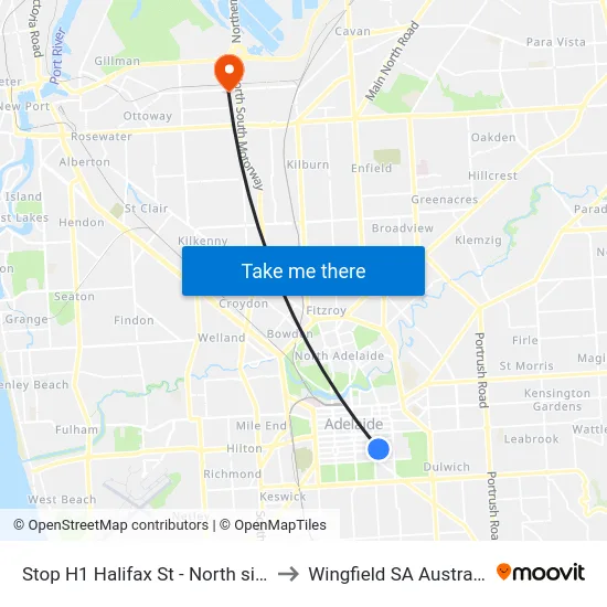 Stop H1 Halifax St - North side to Wingfield SA Australia map