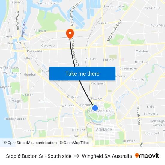 Stop 6 Buxton St - South side to Wingfield SA Australia map