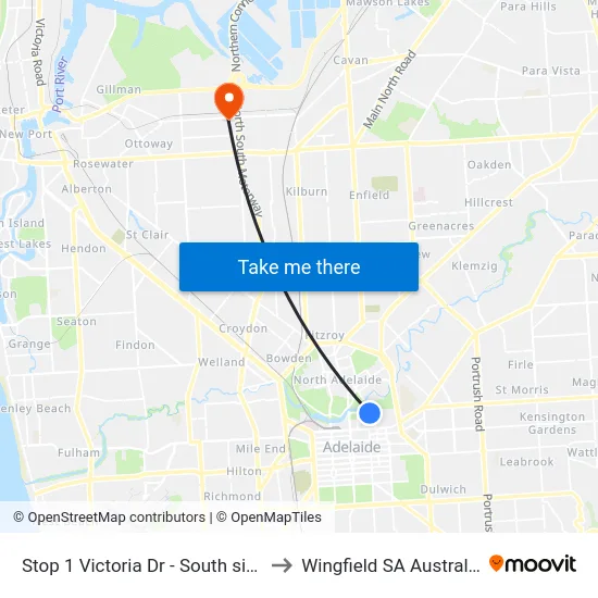 Stop 1 Victoria Dr - South side to Wingfield SA Australia map