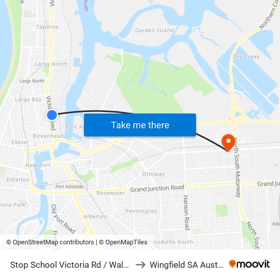 Stop School Victoria Rd / Walton St to Wingfield SA Australia map