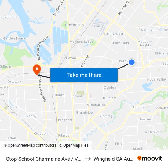 Stop School Charmaine Ave / Volare Ave to Wingfield SA Australia map