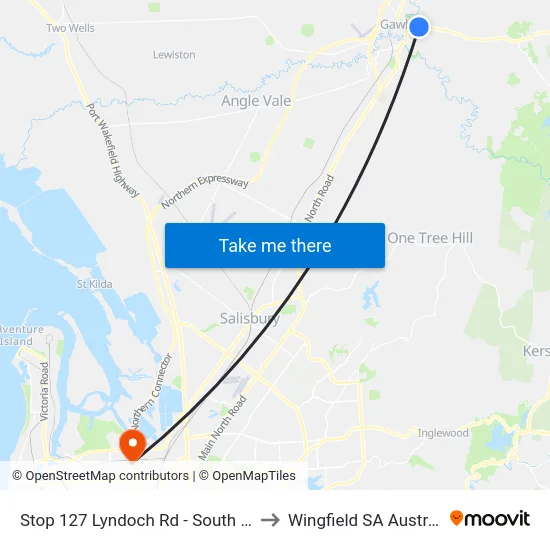 Stop 127 Lyndoch Rd - South side to Wingfield SA Australia map