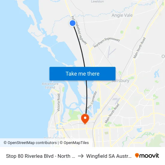 Stop 80 Riverlea Blvd - North side to Wingfield SA Australia map