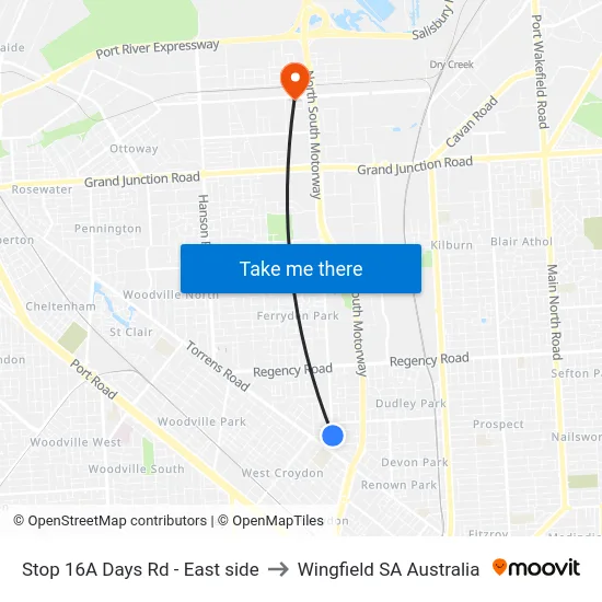 Stop 16A Days Rd - East side to Wingfield SA Australia map