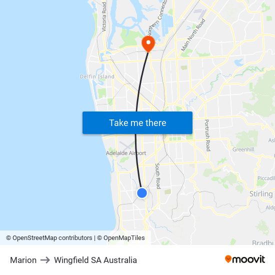 Marion to Wingfield SA Australia map