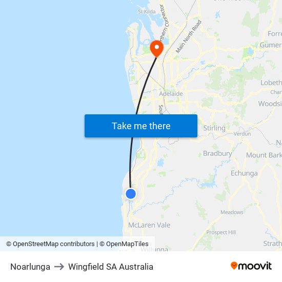 Noarlunga to Wingfield SA Australia map
