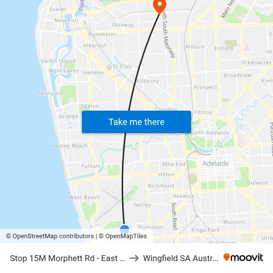 Stop 15M Morphett Rd - East side to Wingfield SA Australia map