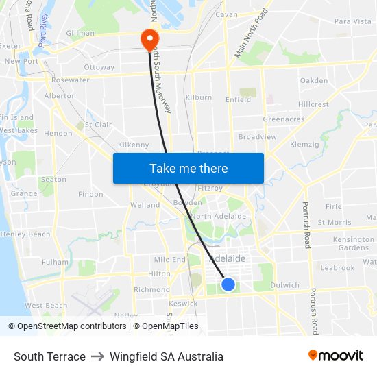 South Terrace to Wingfield SA Australia map