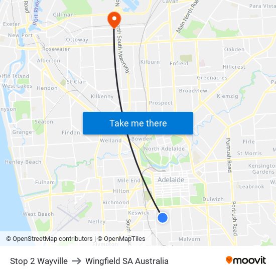 Stop 2 Wayville to Wingfield SA Australia map