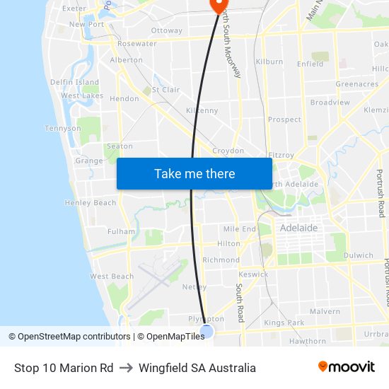 Stop 10 Marion Rd to Wingfield SA Australia map