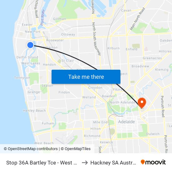 Stop 36A Bartley Tce - West side to Hackney SA Australia map