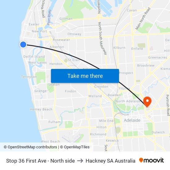 Stop 36 First Ave - North side to Hackney SA Australia map