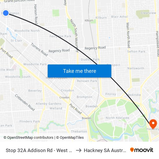 Stop 32A Addison Rd - West side to Hackney SA Australia map