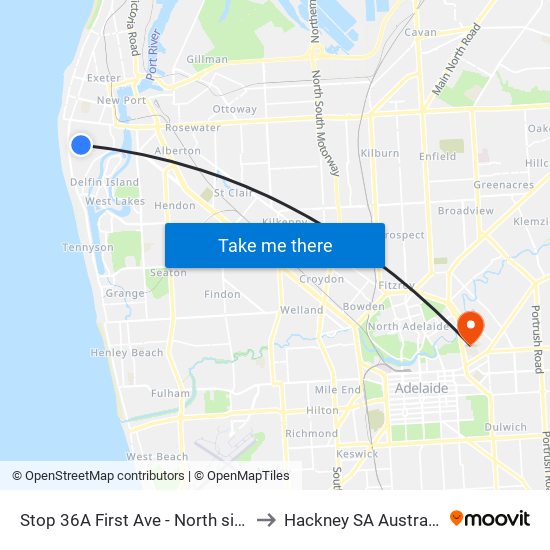 Stop 36A First Ave - North side to Hackney SA Australia map