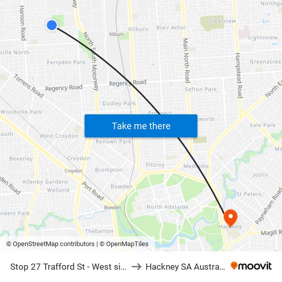 Stop 27 Trafford St - West side to Hackney SA Australia map