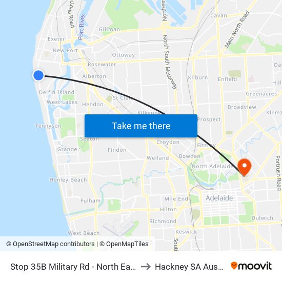 Stop 35B Military Rd - North East side to Hackney SA Australia map