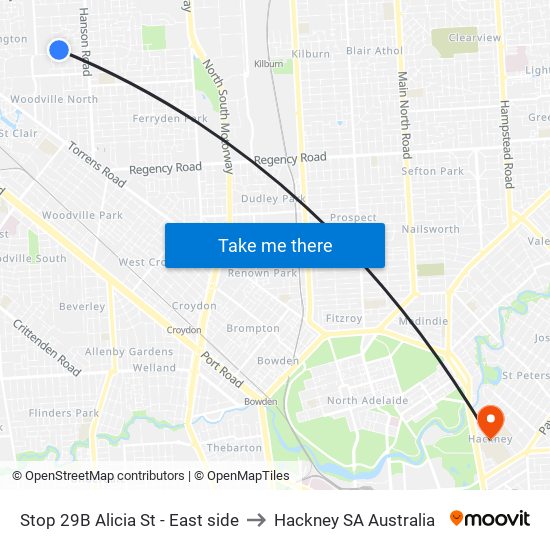 Stop 29B Alicia St - East side to Hackney SA Australia map