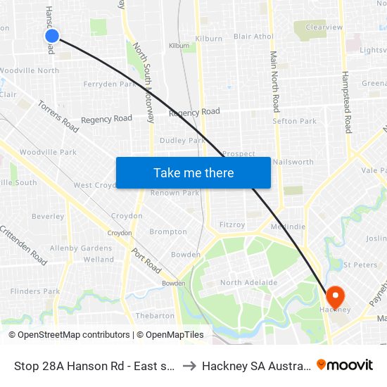 Stop 28A Hanson Rd - East side to Hackney SA Australia map