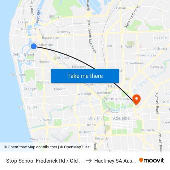 Stop School Frederick Rd / Old Port Rd to Hackney SA Australia map